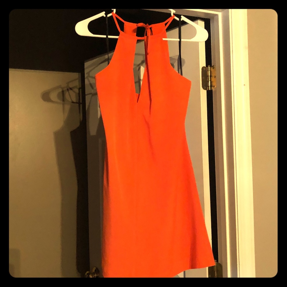 Super cute bright orange cut out dress
